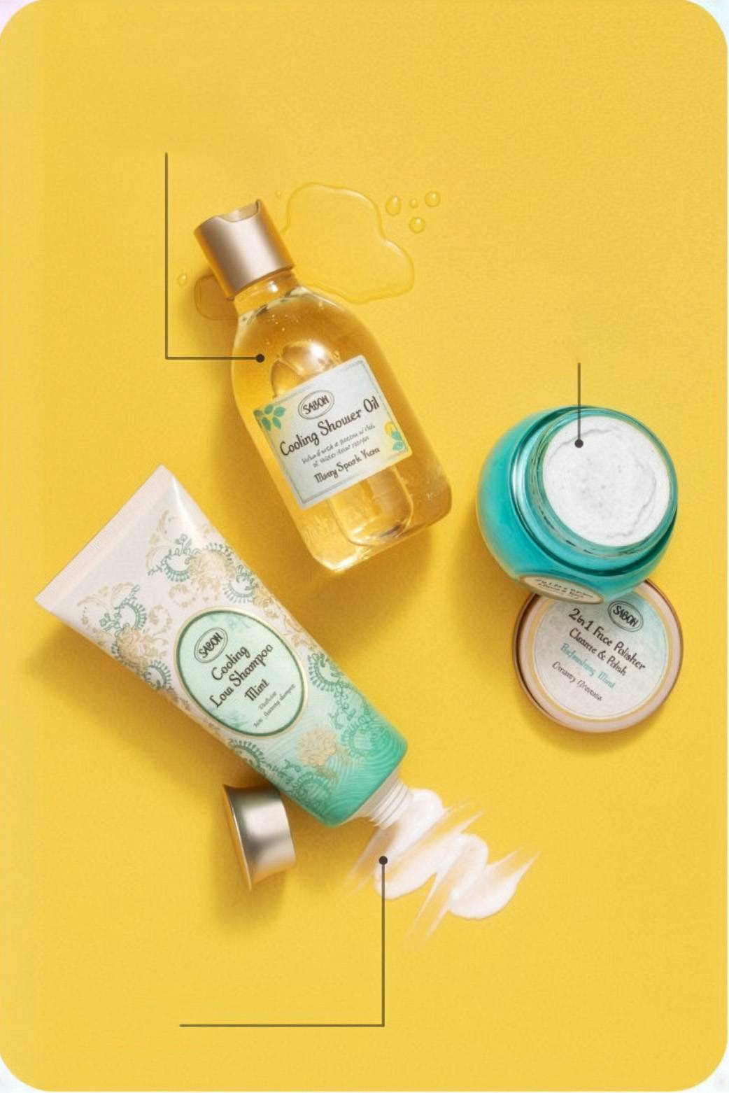 Shower Oil Minty Yuzu / 2 in 1 Face Polisher Refreshing Mint / Cooling Low Shampoo Mint