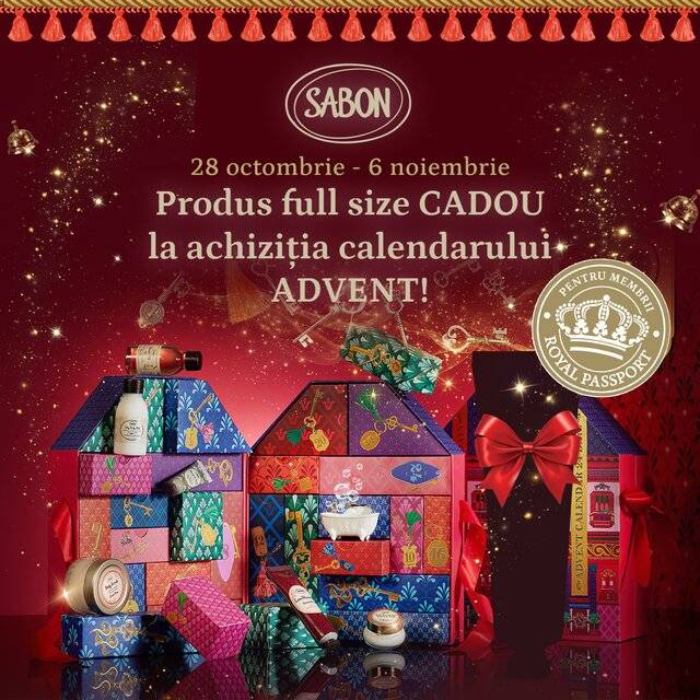 In the mood pentru extra bucurii? Te așteptăm în magazinele fizice și online Sabon! 🥳  Între 28 octombrie și 6 noiembrie, membrii Royal Passport primesc ceva în plus la achiziția Calendarului Advent: un best seller full-size, cadou! 🎁   Ghicești despre ce este vorba?